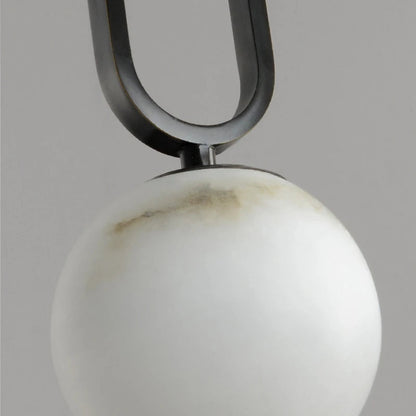 Moderne Hanglamp met Marmeren Ring en Glazen Bol