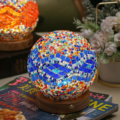 GlitzOrb Boho Mozaïek Glasbol Nachtlamp