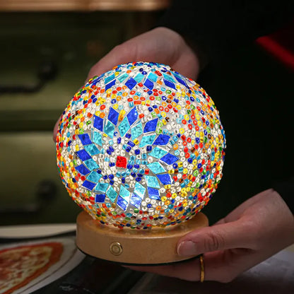 GlitzOrb Boho Mozaïek Glasbol Nachtlamp