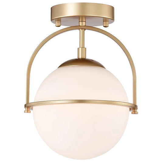 Scandinavische Plafondlamp van Melkglas en Messing