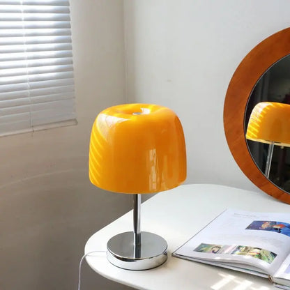 Glazen Paddenstoel Tafellamp met Warm LED Licht