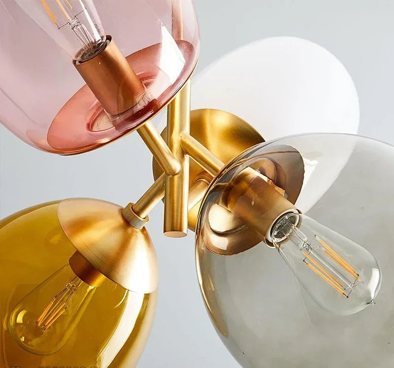 Luminara Tak Art Deco Glas-in-Lood Kroonluchter
