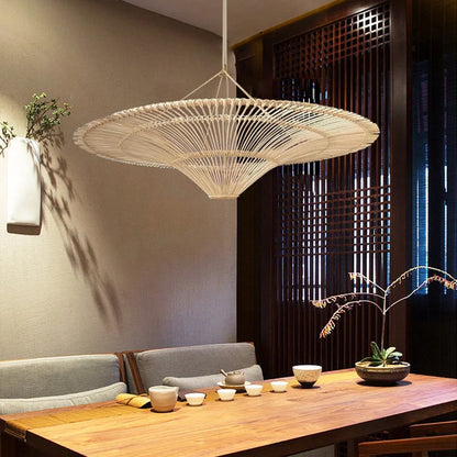 Handgemaakte Rieten Plafondlamp met Warme lichting