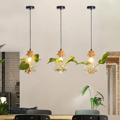 EcoSphere Unieke Glazen Bol Planten Hanglamp