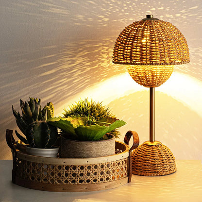 Boho Rotan Geweven Handgemaakte Tafellamp