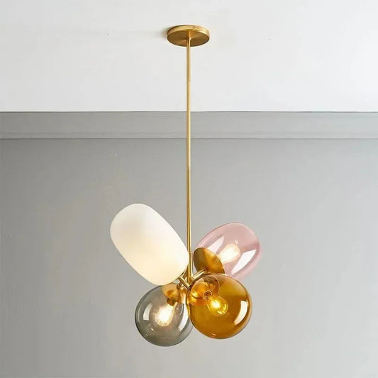 Luminara Tak Art Deco Glas-in-Lood Kroonluchter