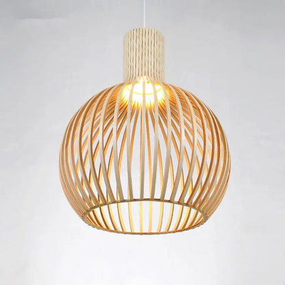Vintage Houten Hanglamp met Uniek Licht