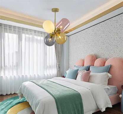 Luminara Tak Art Deco Glas-in-Lood Kroonluchter