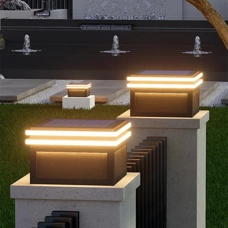 Moderne Vierkante RVS Solar Buitenlamp