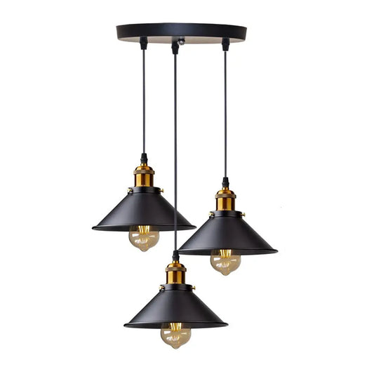 Industriële Hanglamp met 3 Retro Fittingen