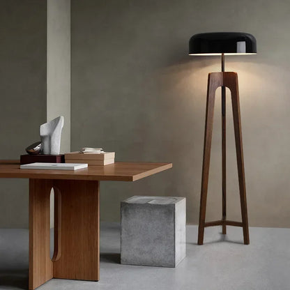 Luxe Houten en Chroom Vloerlamp