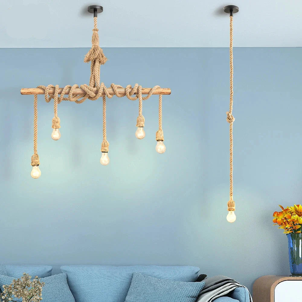 Boheemse Handgemaakte Henneptouw Hanglamp