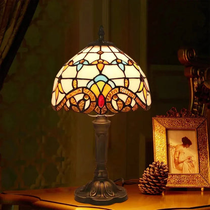 Antieke Glas-in-Lood Handgemaakt Tafellamp