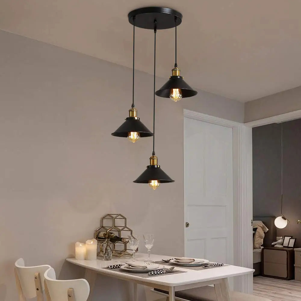 Industriële Hanglamp met 3 Retro Fittingen