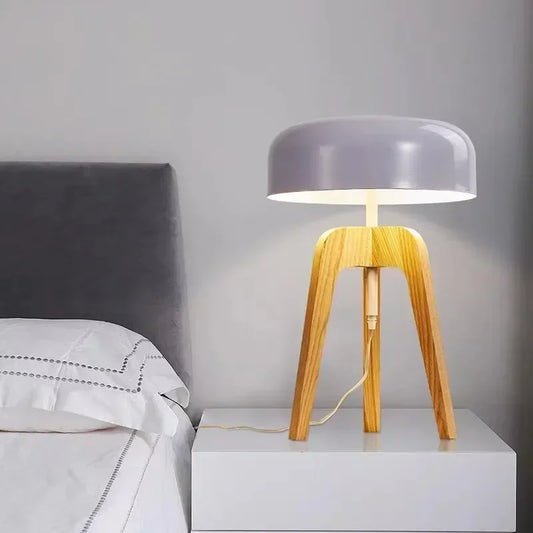 Luxe Houten en Chroom Vloerlamp