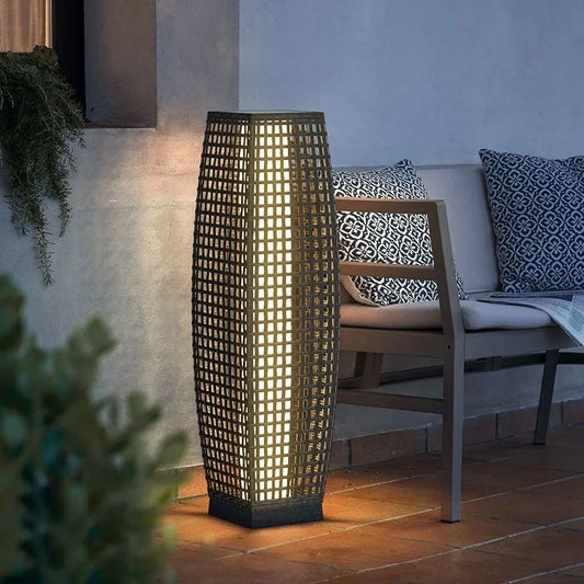 Imitatie Rotan Zonne-Energie Buiten Vloerlamp