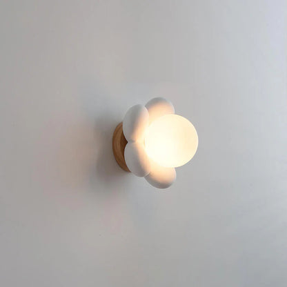 Moderne Bloemen Wandlamp van Glas en Keramiek