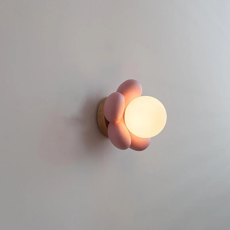 Moderne Bloemen Wandlamp van Glas en Keramiek