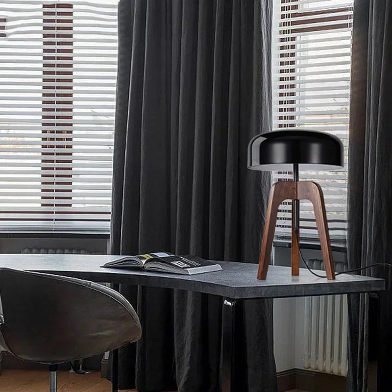 Luxe Houten en Chroom Vloerlamp