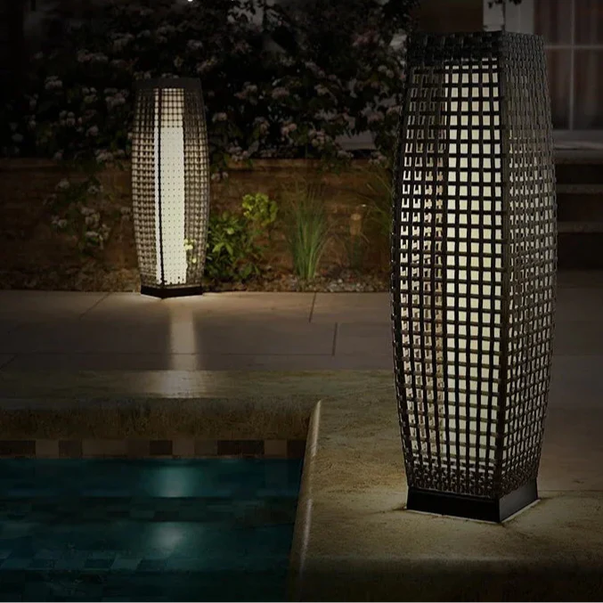 Imitatie Rotan Zonne-Energie Buiten Vloerlamp