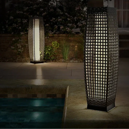 Imitatie Rotan Zonne-Energie Buiten Vloerlamp