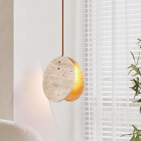 Tavo Hanglamp van Travertijn en Kristalglas