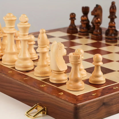 Schaakspel Houten Opvouwbaar Luxe Bordspel Opbergvak