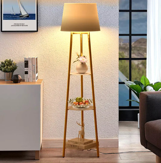 Moderne LED Vloerlamp met Driepoot en Opbergplanken