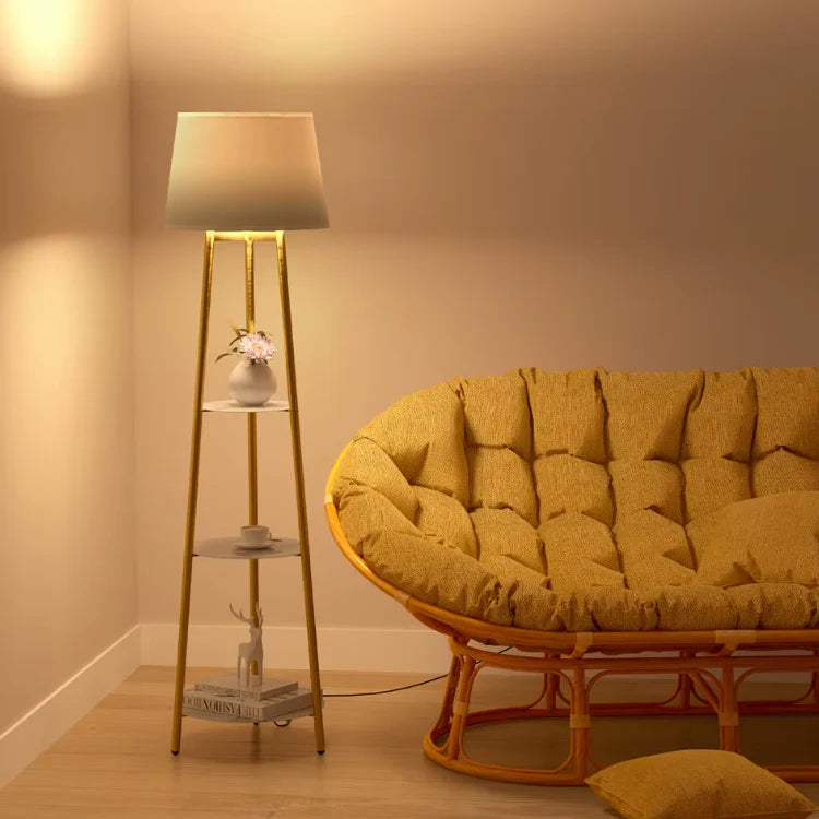 Moderne LED Vloerlamp met Driepoot en Opbergplanken