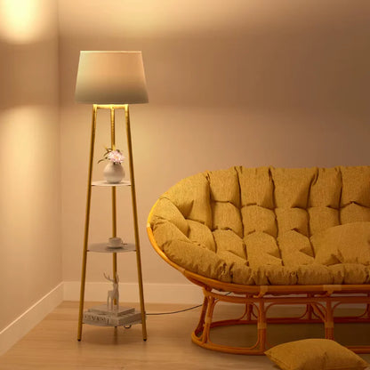 Moderne LED Vloerlamp met Driepoot en Opbergplanken