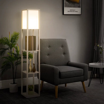 Boekenkast met Ingebouwde Lamp met Opbergrekken