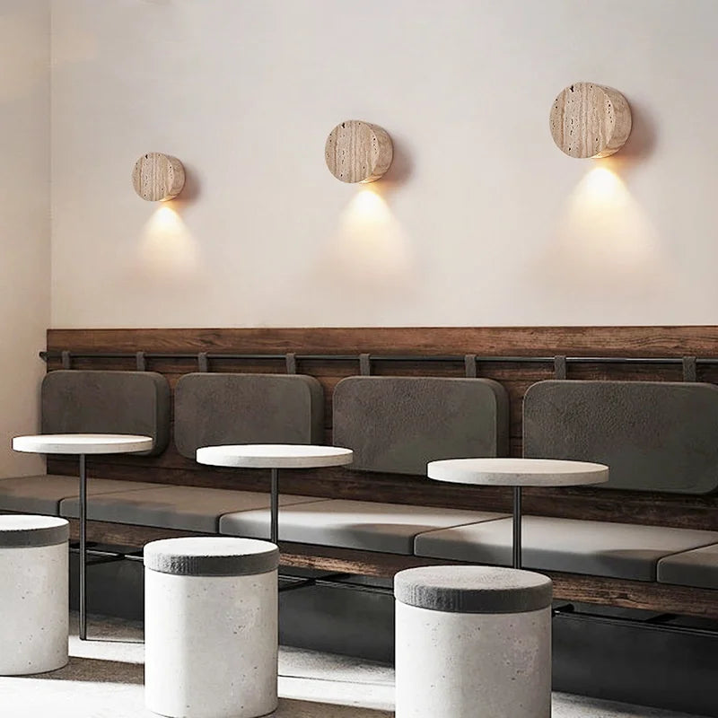 LED Scandinavisch Geel Travertin Steen Wandlamp