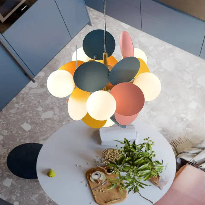 Kleurrijke LED Hanglamp met Glazen Bloemdesign