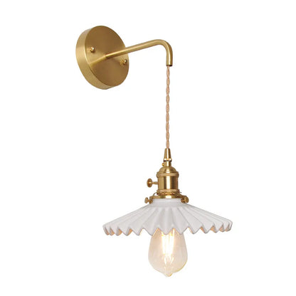 Scandinavische Keramische LED Hanglamp met Walnoothout