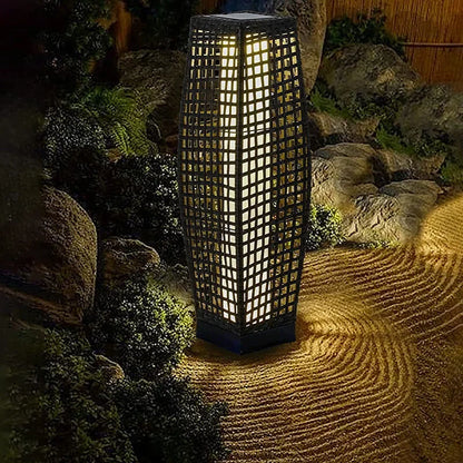 Imitatie Rotan Zonne-Energie Buiten Vloerlamp
