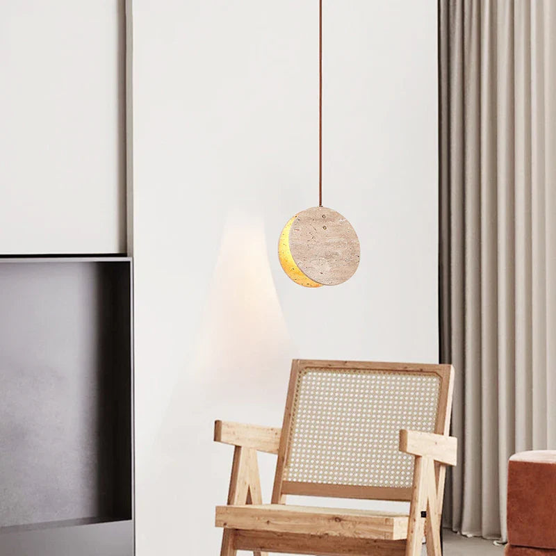 Tavo Hanglamp van Travertijn en Kristalglas