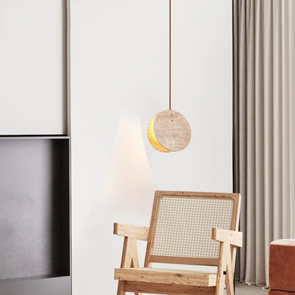 Tavo Hanglamp van Travertijn en Kristalglas