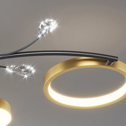Luxe 10-Ringen Plafondlamp – Moderne LED Kroonluchtermet App en Afstandsbediening
