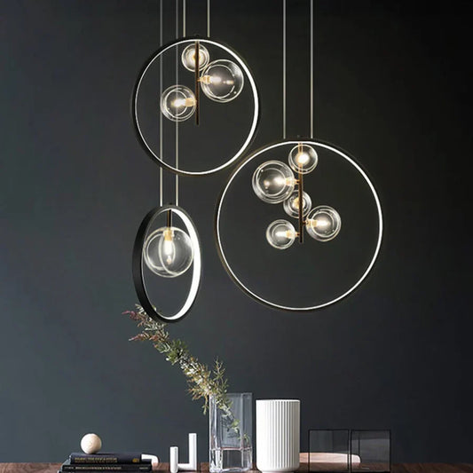 Scandinavische Bubbel Glazen Hanglampen Met Ring