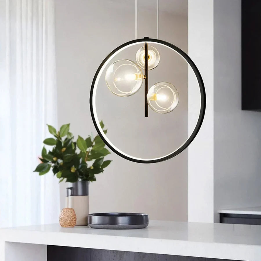 Scandinavische Bubbel Glazen Hanglampen Met Ring