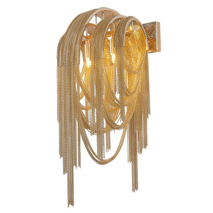 Luxe Ambockel Wandlamp met Aluminium Kettingdetails