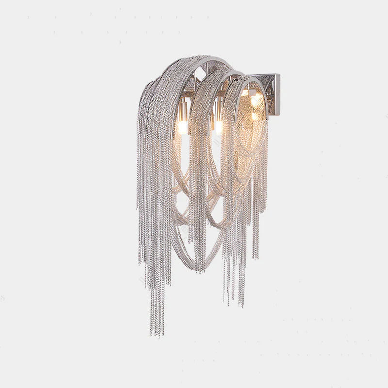 Luxe Ambockel Wandlamp met Aluminium Kettingdetails
