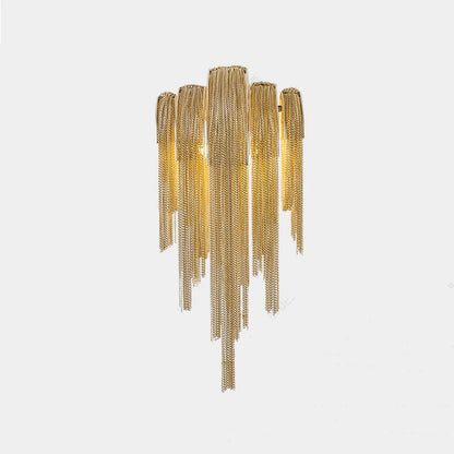 Luxe Ambockel Wandlamp met Aluminium Kettingdetails