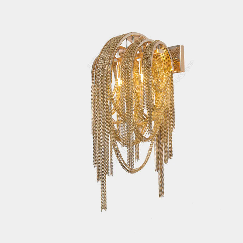Luxe Ambockel Wandlamp met Aluminium Kettingdetails