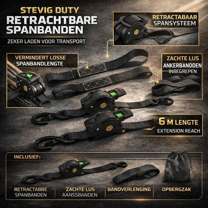 Spanbanden Ratchet Set Uittrekbaar Zware Lading Bevestiging