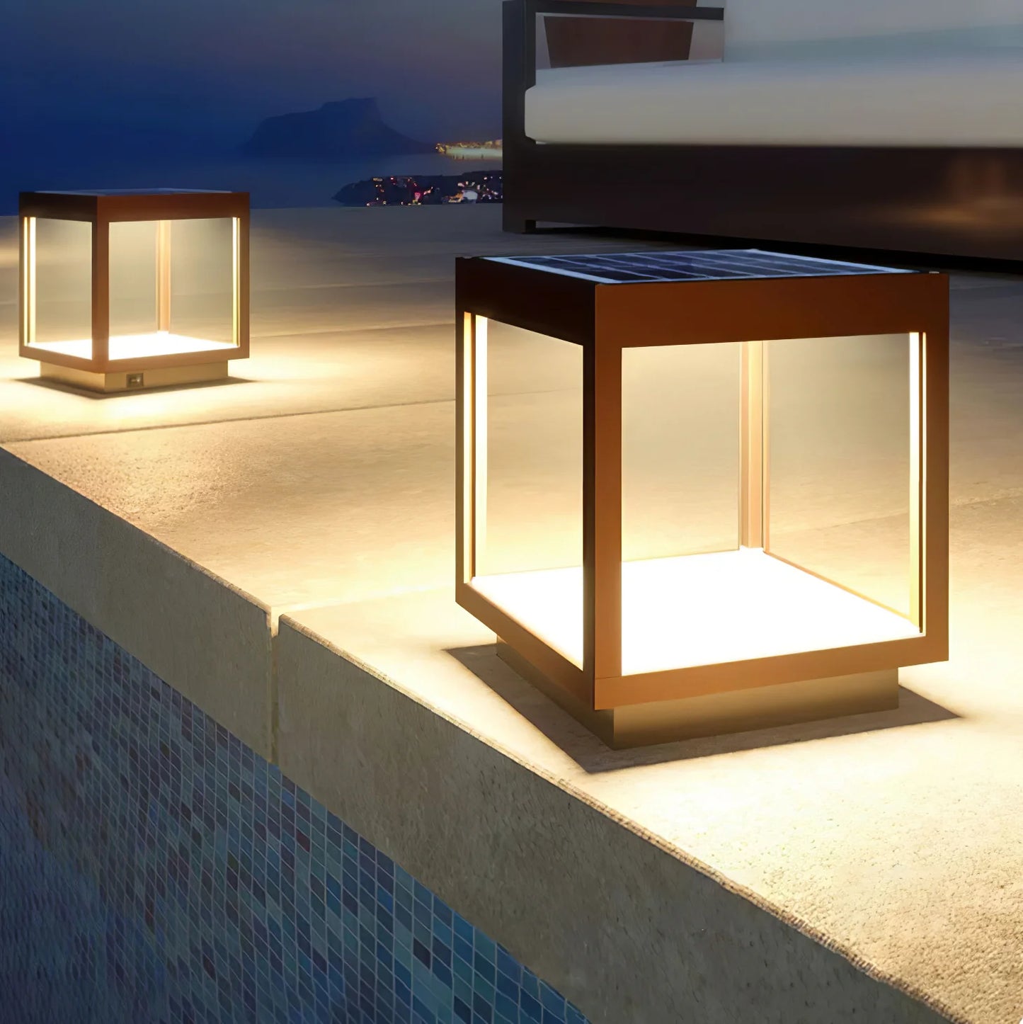 Moderne Vierkante Frame Zonne-Energie Buitenlamp