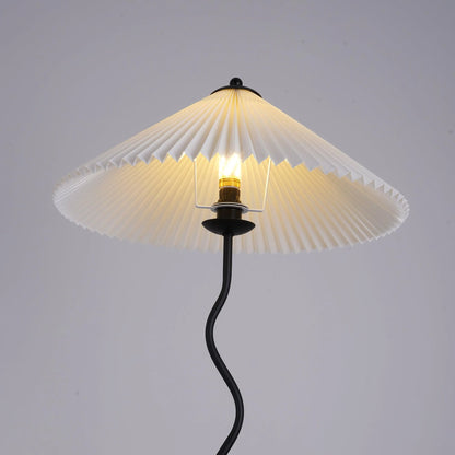 Sculpturale Squiggle Vloerlamp met Geplisseerde Kap
