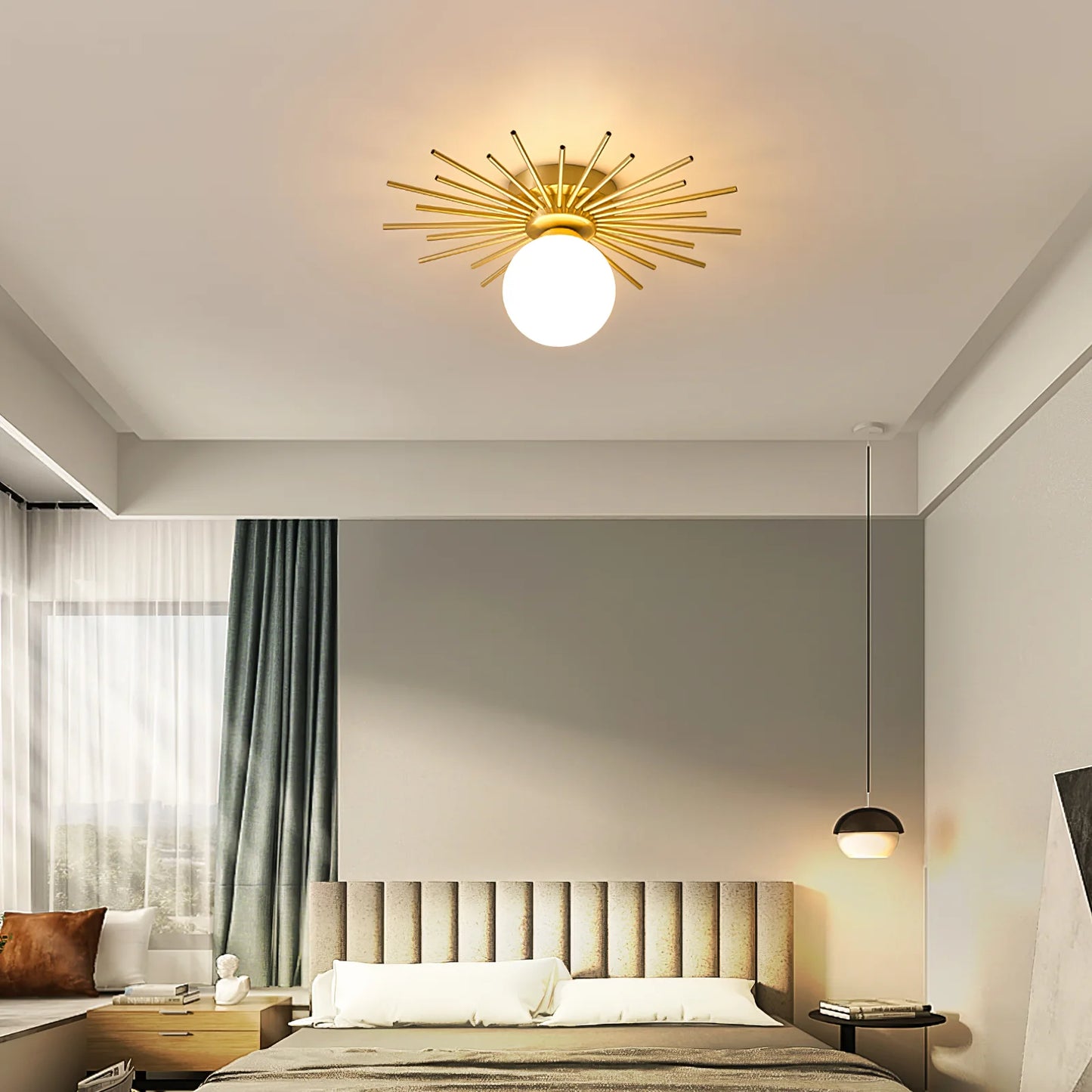 Starburst Luxe Plafondlamp van Messing & Glas