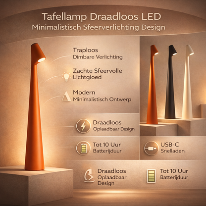 Tafellamp Draadloos LED Minimalistisch Sfeerverlichting Design