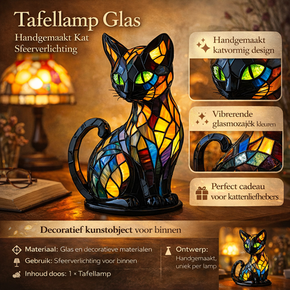 Tafellamp Glas Handgemaakt Kat Sfeerverlichting Decoratie